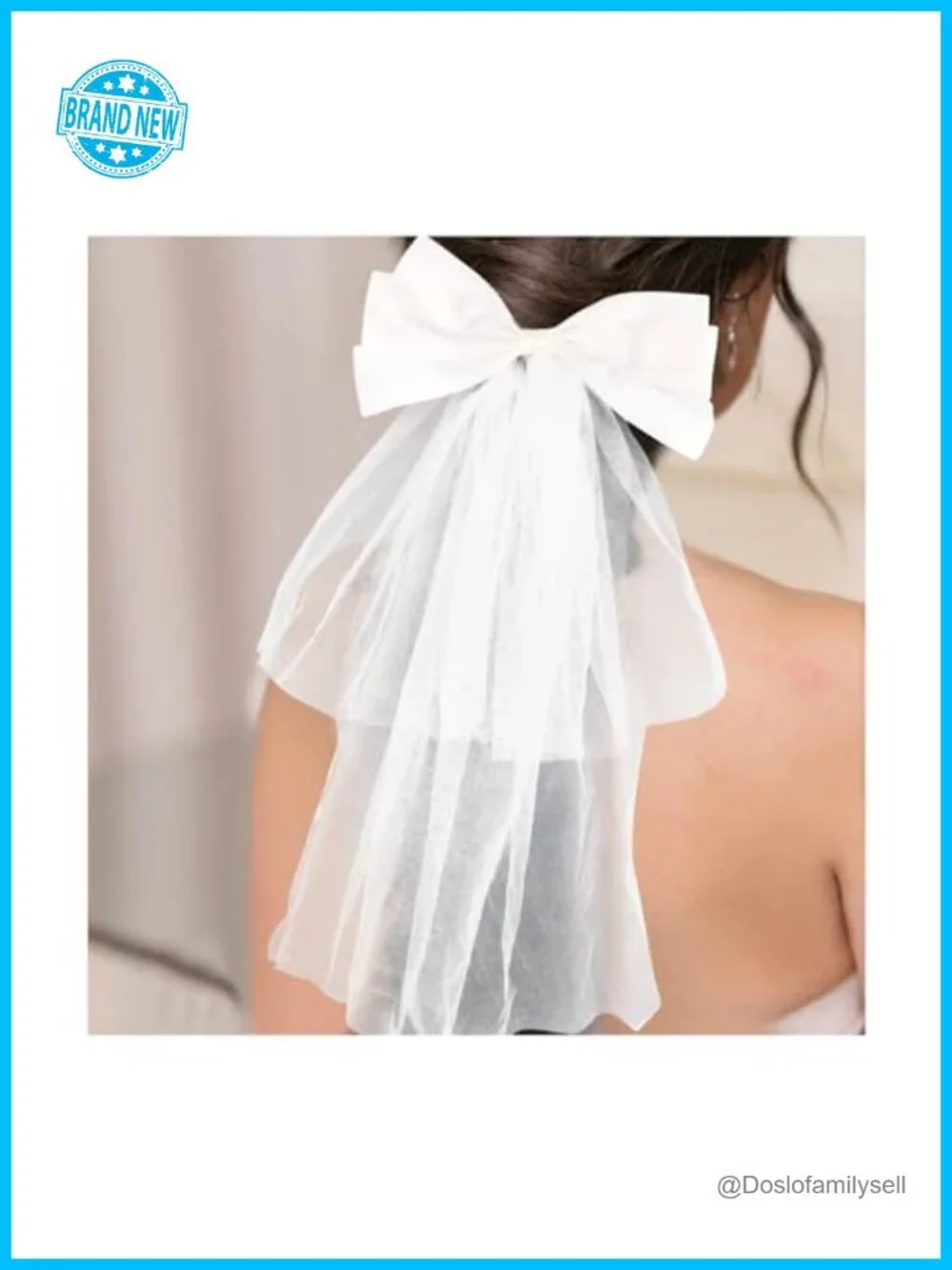 Bow Veil Hair Clip Wedding Bridal Bachelorette Party Decor Double-Layer Tulle